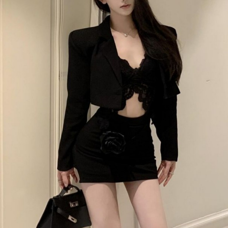 Black Spring Blazer Lace Brale - Lace Bralette Set บทวิจารณ์และราคา