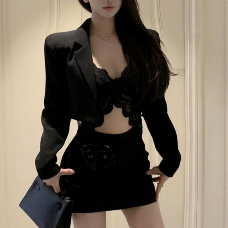 Black Spring Blazer Lace Brale - Lace Bralette Set บทวิจารณ์และราคา