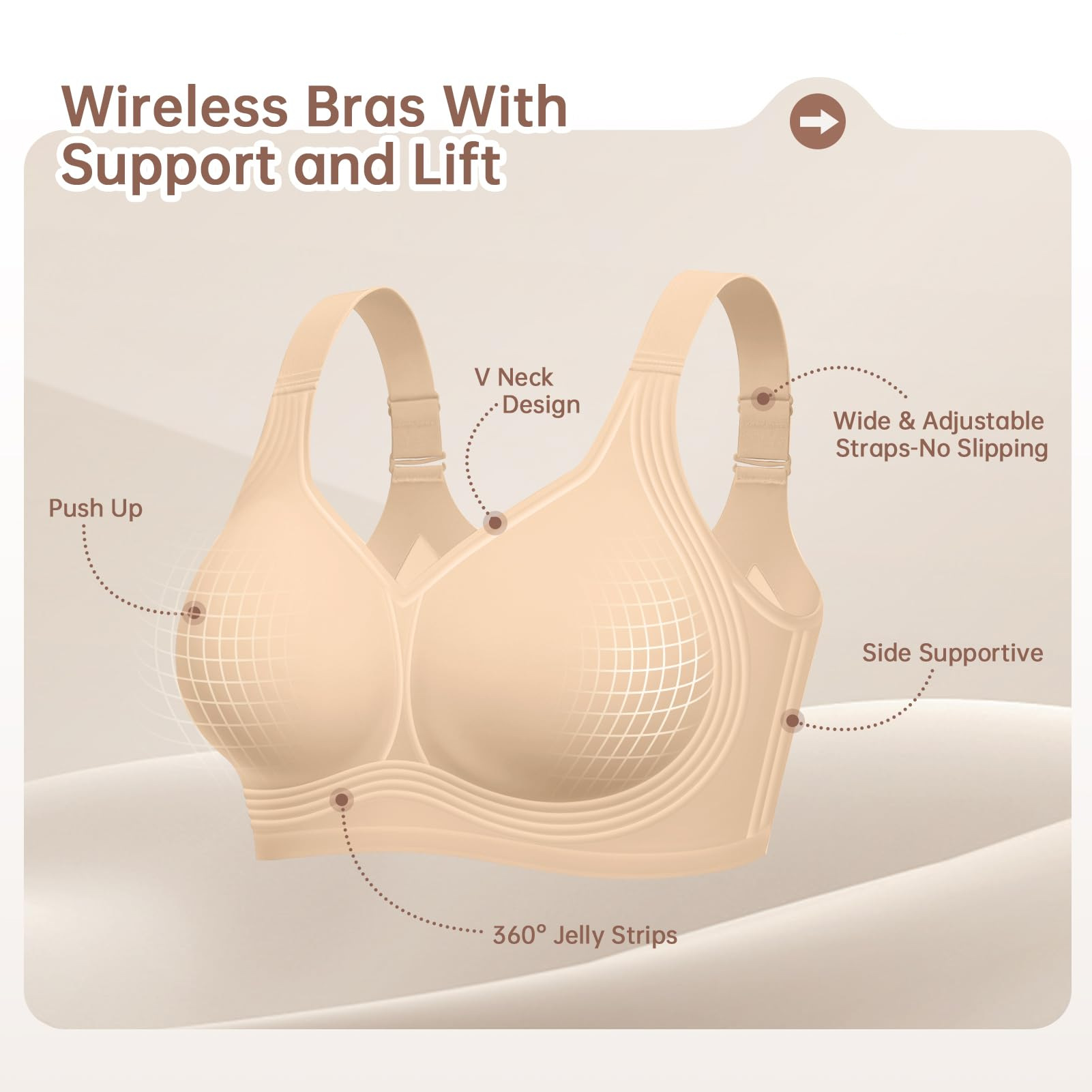 Plus Size Wireless Bra for Wom - Full Coverage Bra บทวิจารณ์และราคา
