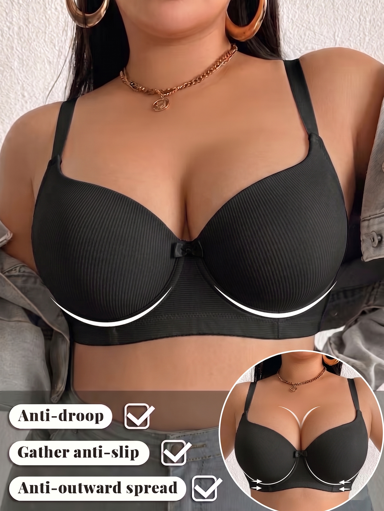 Plus Size Anti-Sagging Women B - Underwire Bra Padded บทวิจารณ์และราคา