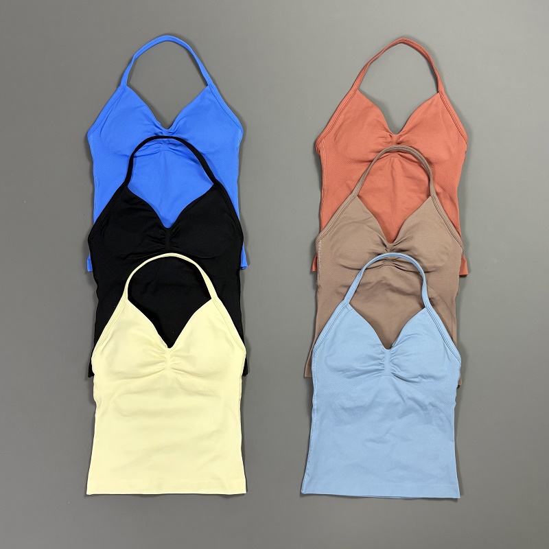 Sports Tank Top Women Halter V - T Shirt Bra Seamless บทวิจารณ์และราคา