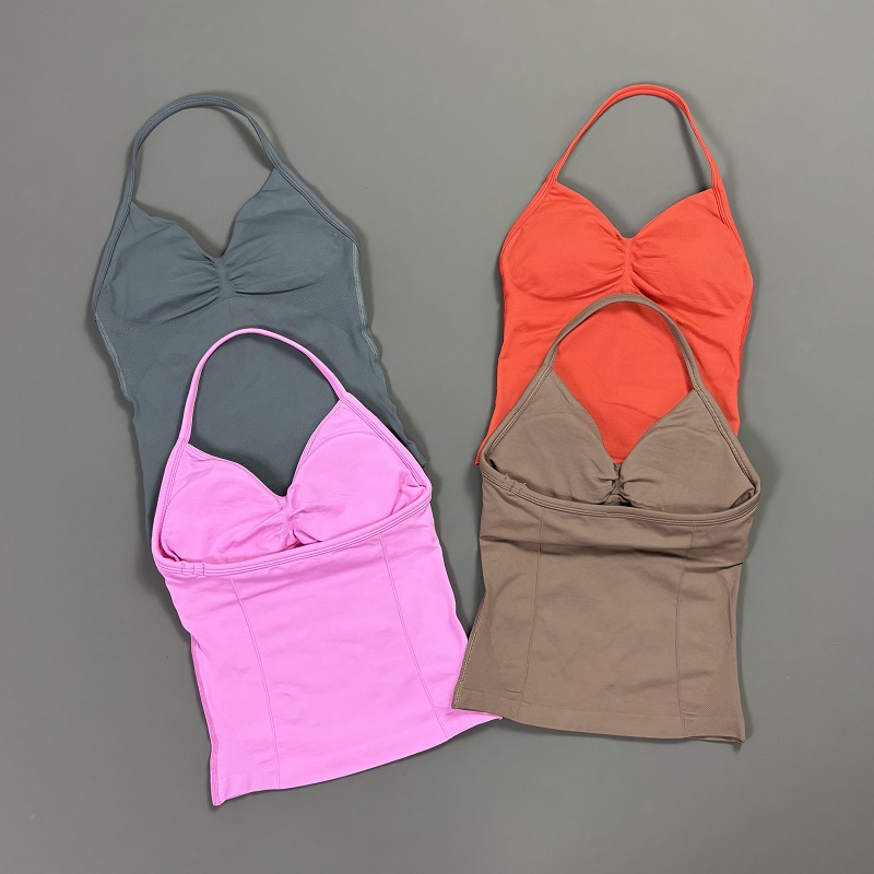 Sports Tank Top Women Halter V - T Shirt Bra Seamless บทวิจารณ์และราคา