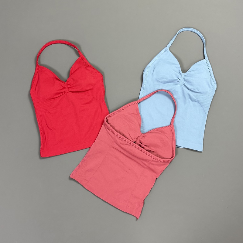 Sports Tank Top Women Halter V - T Shirt Bra Seamless บทวิจารณ์และราคา