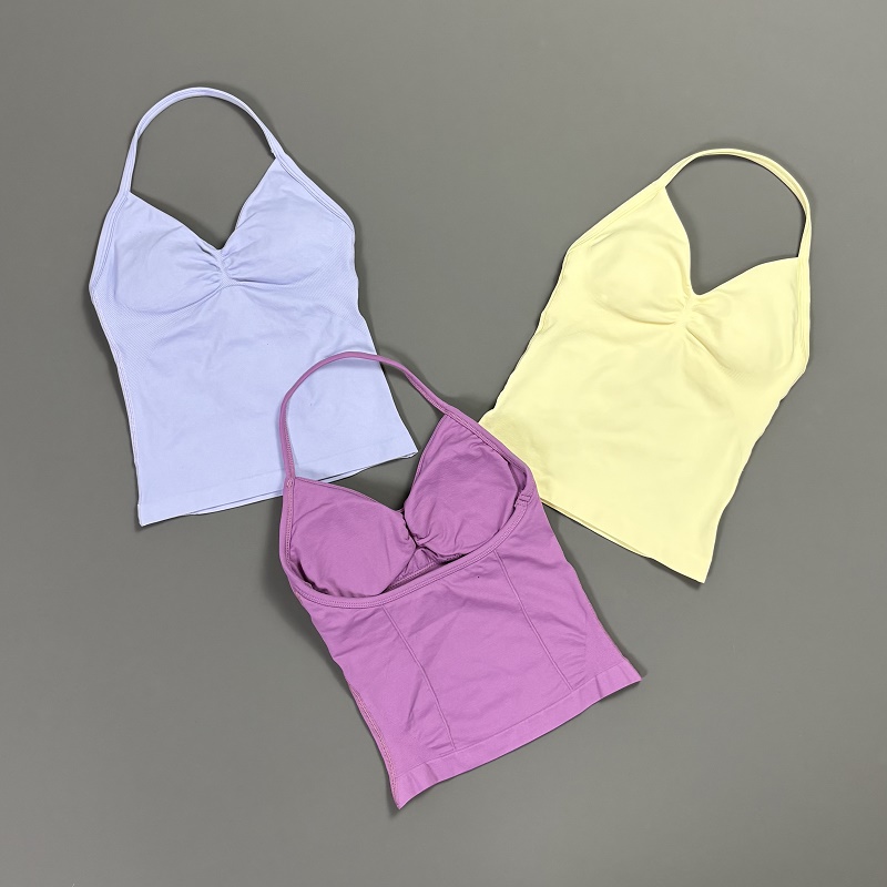 Sports Tank Top Women Halter V - T Shirt Bra Seamless บทวิจารณ์และราคา