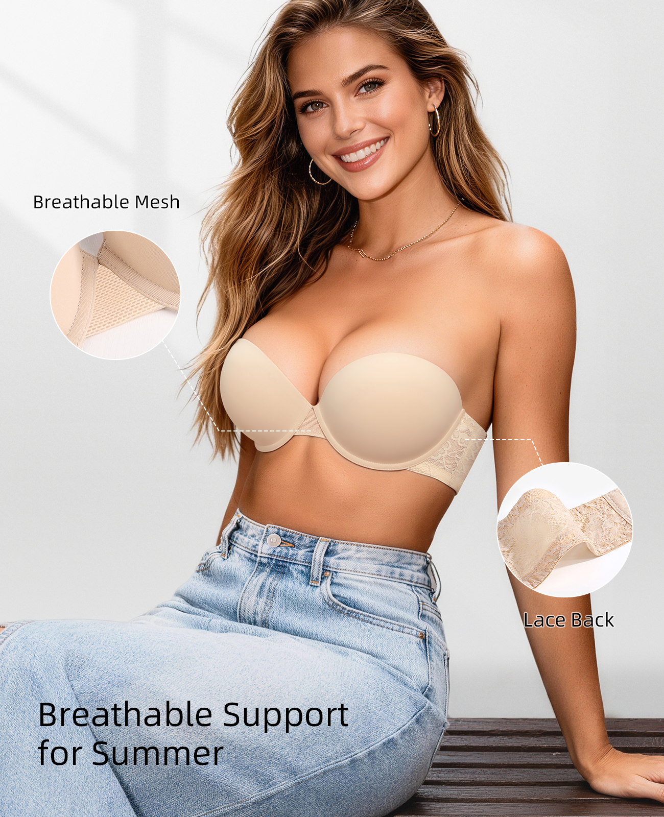 New Push Up Bra Women Lace Pad - Convertible Bra Multiway บทวิจารณ์และราคา