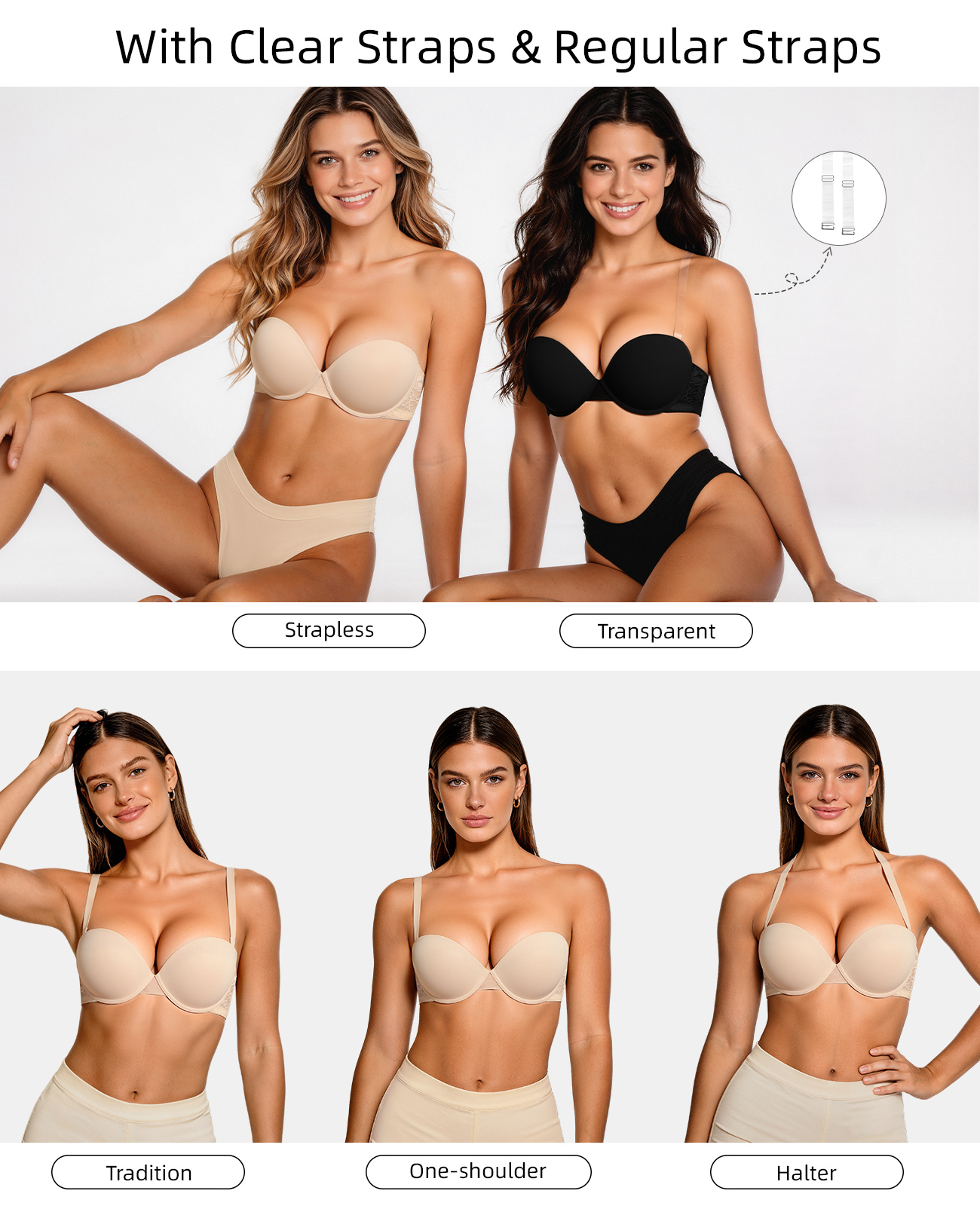 New Push Up Bra Women Lace Pad - Convertible Bra Multiway บทวิจารณ์และราคา