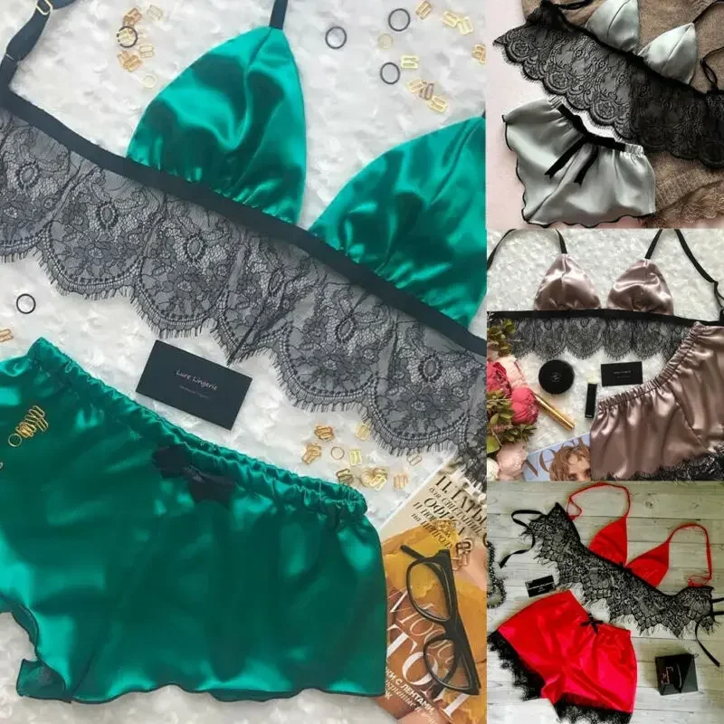 Women's Underwear Sexy Silk Sa - Lace Bralette Set บทวิจารณ์และราคา