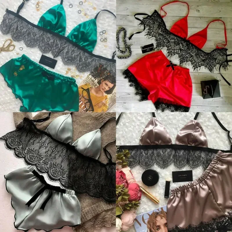 Women's Underwear Sexy Silk Sa - Lace Bralette Set บทวิจารณ์และราคา