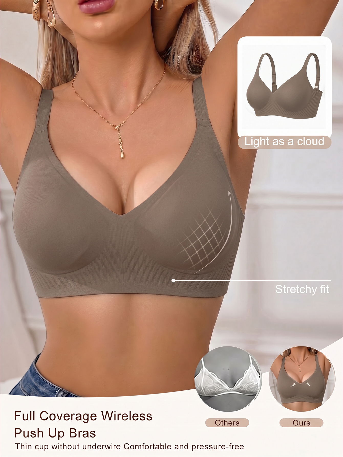 Full Coverage Push Up Jelly Su - Underwire Bra Padded บทวิจารณ์และราคา