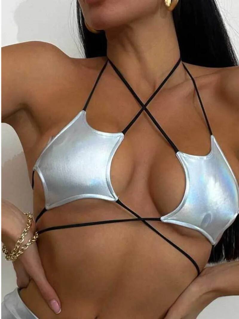 Women's Metallic Star Bra Top  - Lace Bralette Set บทวิจารณ์และราคา