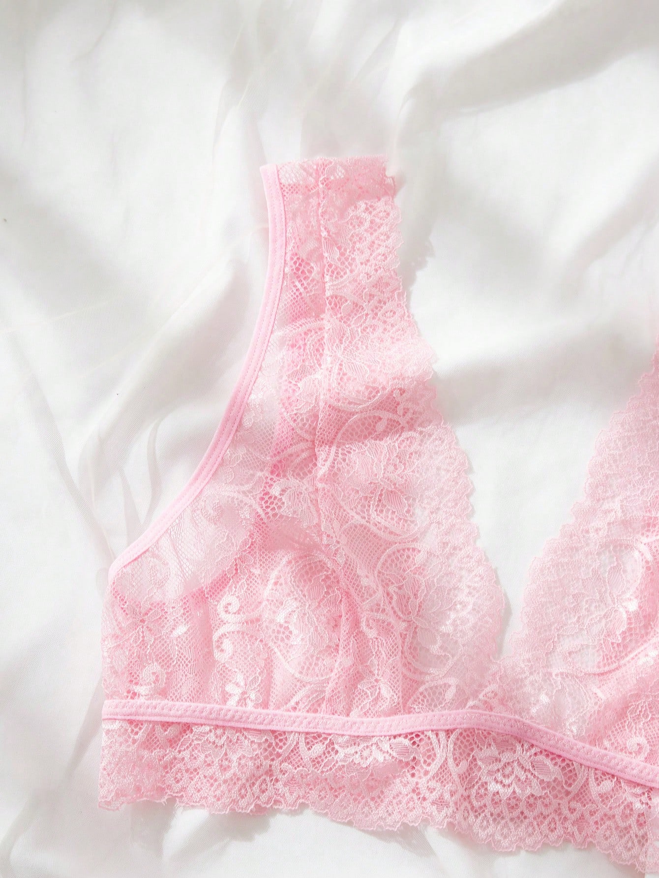 Pink Lace Lingerie Set Sheer F - Lace Bralette Set บทวิจารณ์และราคา