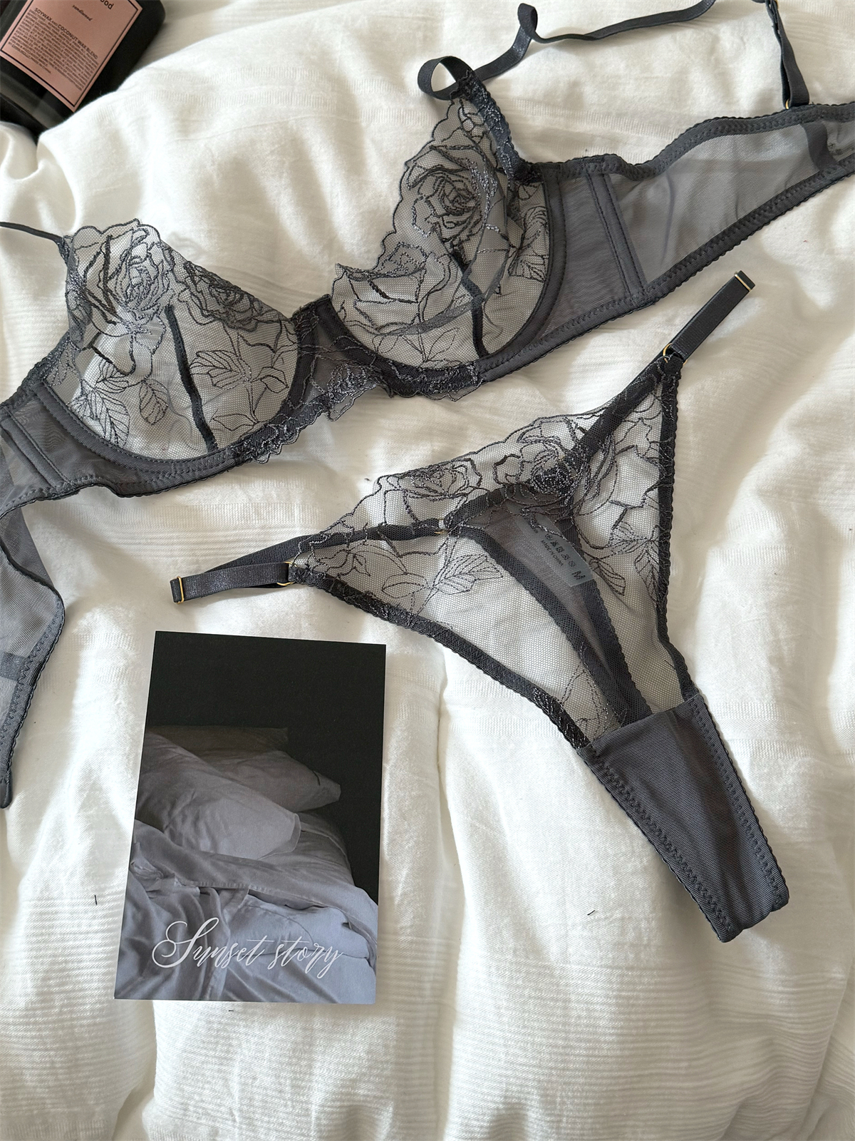 Lace embroidered flowers mesh  - Cotton Bra Everyday บทวิจารณ์และราคา