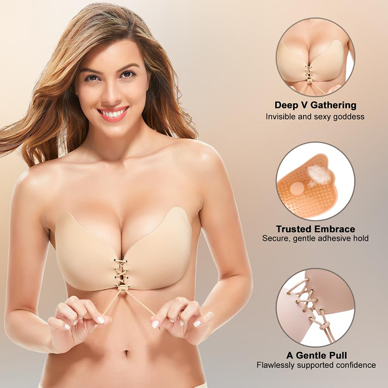 1/2 Pairs Women Summer Backles - Strapless Bra Adhesive บทวิจารณ์และราคา