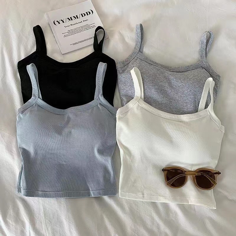 Crop Top Women Sexy Sleeveless - T Shirt Bra Seamless บทวิจารณ์และราคา