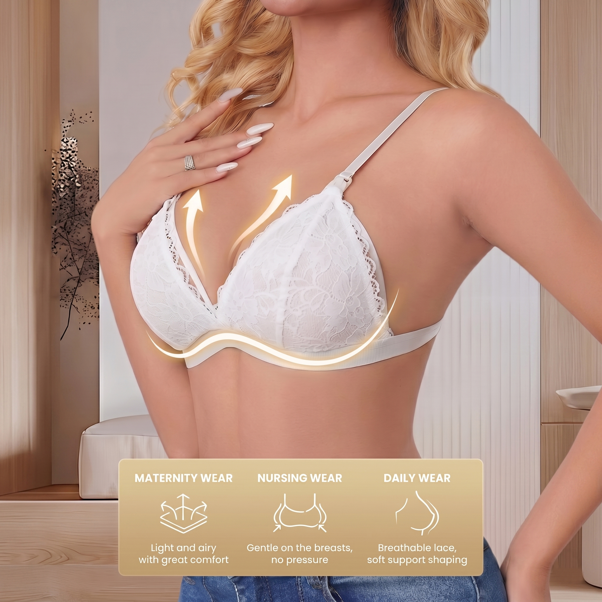 Women's White Lace Maternity N - Nursing Bra Clip บทวิจารณ์และราคา