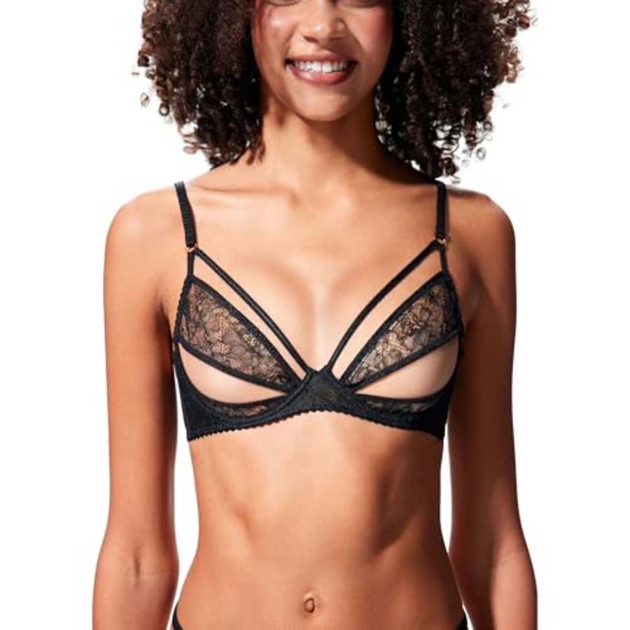 Faye Women's Sexy Lace Bra, Ba - Demi Bra Balconette บทวิจารณ์และราคา