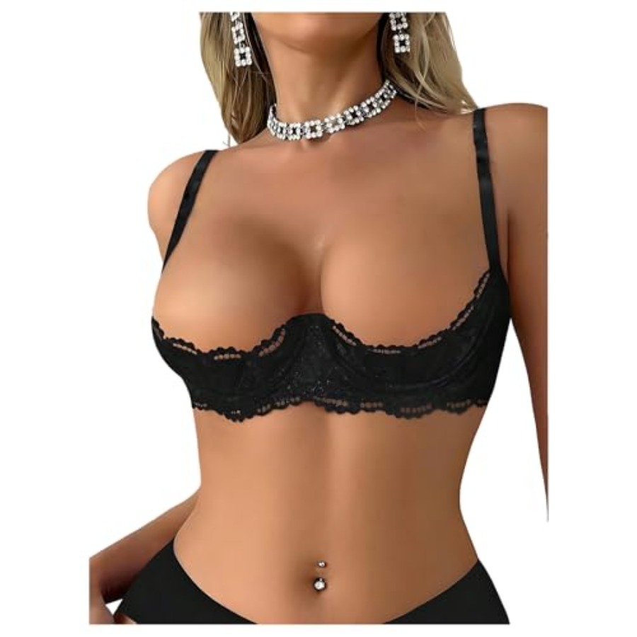 OYOANGLE Women's 1/4 Cup Lace  - Demi Bra Balconette บทวิจารณ์และราคา