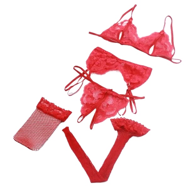 Lace Women Lingerie Set 4 Pcs  - Lace Bralette Set บทวิจารณ์และราคา