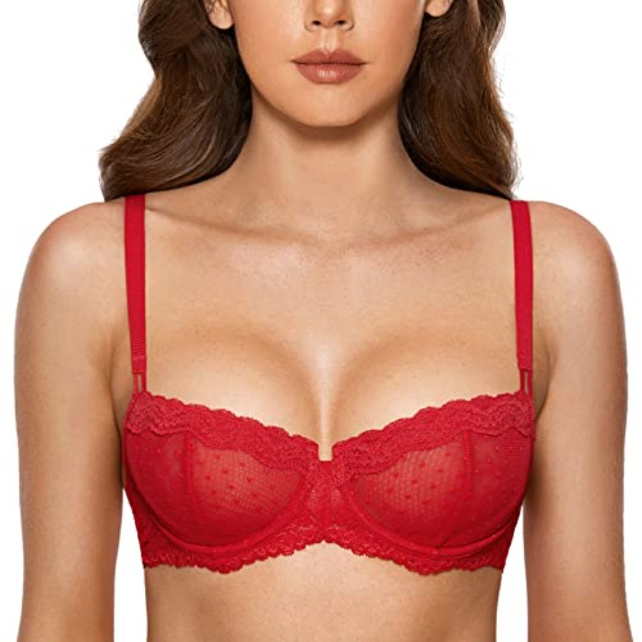 DOBREVA Women's Sexy Lace Bra  - Demi Bra Balconette บทวิจารณ์และราคา