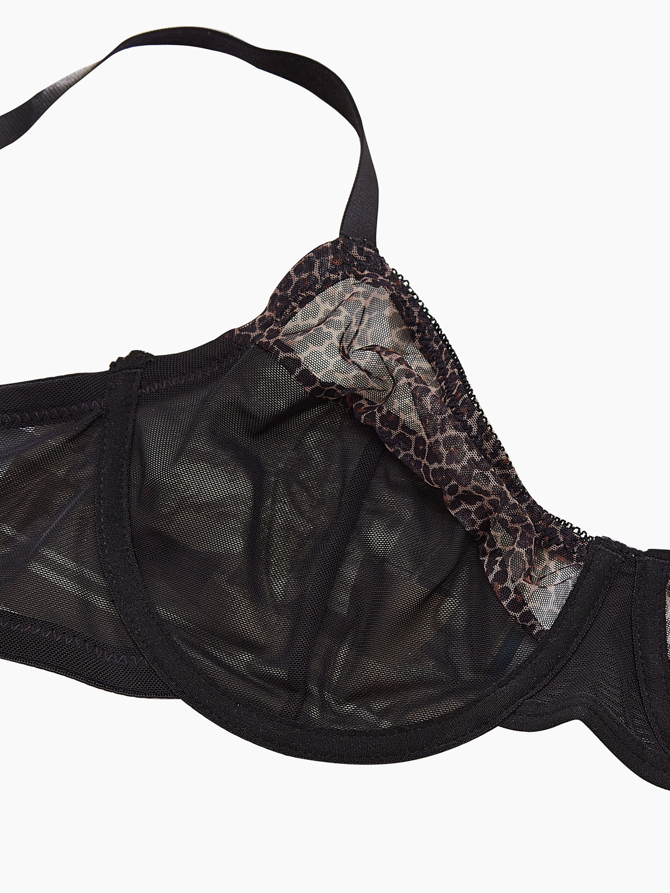 Plus Size Sexy Leopard Print & - Sheer Bra Lace บทวิจารณ์และราคา