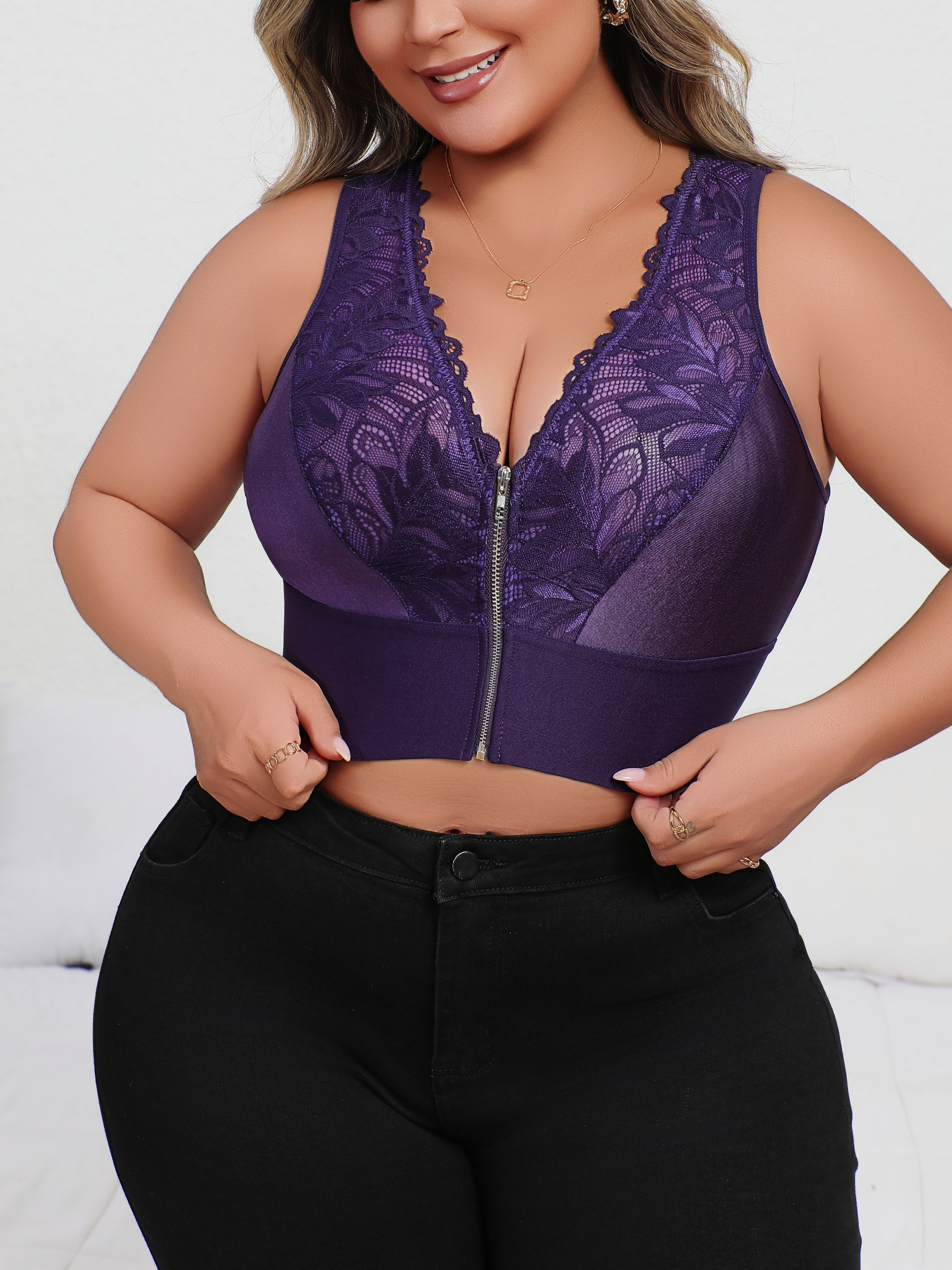 New Arrival Plus Size Sexy Pur - Plunge Bra Push Up บทวิจารณ์และราคา