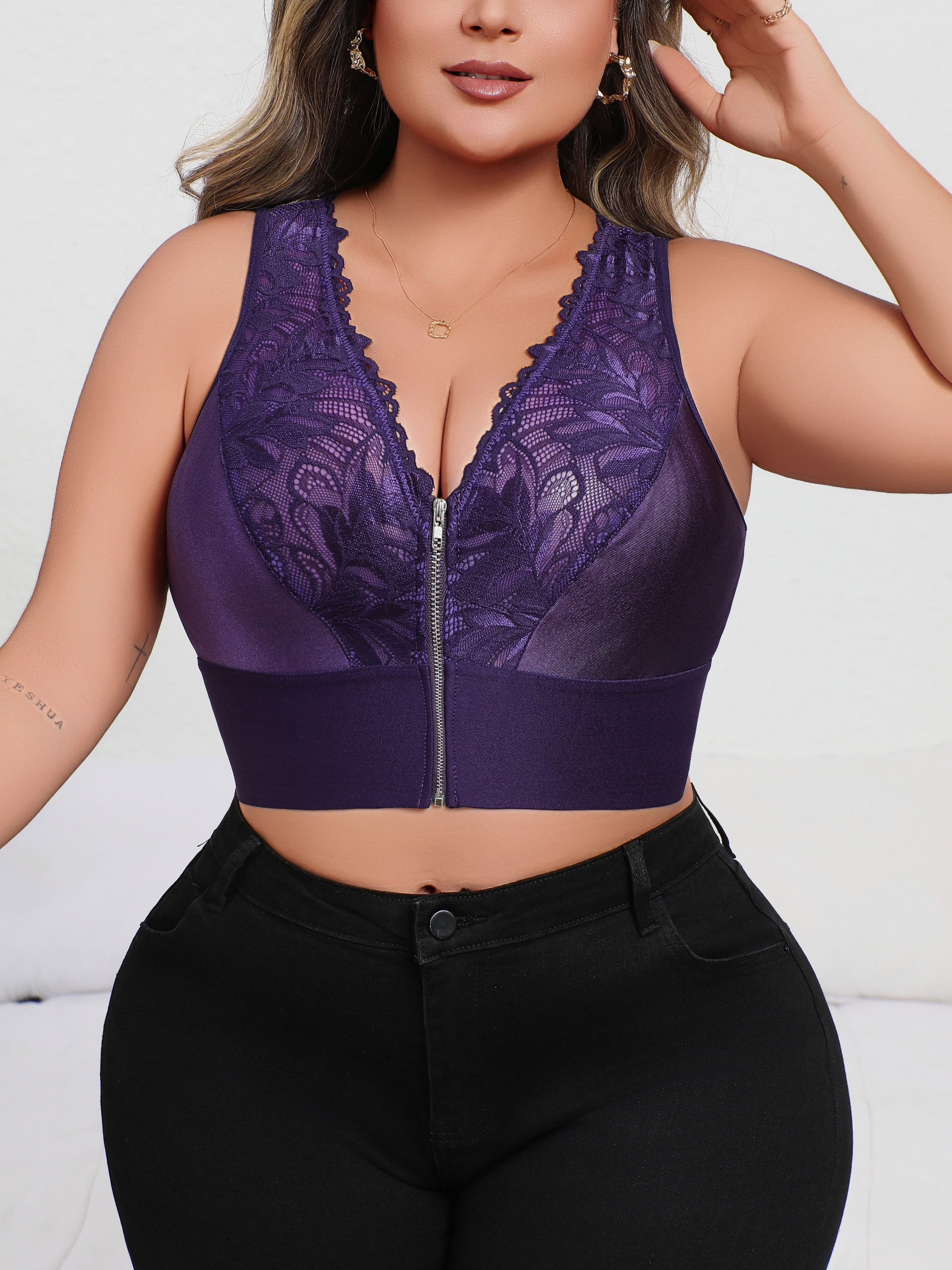 New Arrival Plus Size Sexy Pur - Plunge Bra Push Up บทวิจารณ์และราคา
