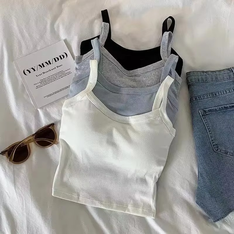 Crop Top Women Sexy Sleeveless - T Shirt Bra Seamless บทวิจารณ์และราคา